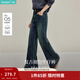 茵曼（INMAN）2026春季女裝新款復古磨白闊腿牛仔褲高腰寬松長(cháng)褲子 牛仔藍 27