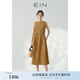 EIN輕舒亞麻 EIN言文藝復古質(zhì)感通勤腰帶可調節無(wú)袖連衣裙夏季新款 咖色 L