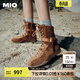 MIO歐陽(yáng)娣娣|羅予彤同款米奧高幫賽車(chē)鞋女秋季拳擊靴馬丁靴綁帶長(cháng)靴 棕色 37 (235mm)