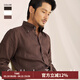 CULTUM100%亞麻薄款意式領(lǐng)扣尖領(lǐng)商務(wù)男士休閑襯衫夏季修身百搭復古襯衣 咖啡色 L