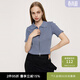 moussy&sly春季新款多色簡(jiǎn)約通勤風(fēng)拉鏈修身針織上衣030GAZ80-3450 混合藍色117 均碼