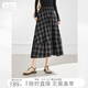 對白（DUIBAI）黑白格紋半身裙女2026春季新款松緊腰通勤顯瘦中長(cháng)款A字傘裙 黑白格 S