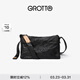 GROTTO個(gè)樂(lè )黑石包經(jīng)典大容量植鞣綿羊皮單肩斜挎通勤軟包男女款禮物 黑石M（黑標）