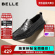 百麗一腳蹬休閑豆豆鞋男鞋春夏通勤牛皮革樂(lè )福商務(wù)皮鞋8XB01  39