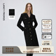 朗姿【精英衣櫥】綿羊毛小香風(fēng)修身高級感連衣裙連衣裙26年春季新款 黑色 XL