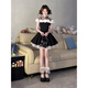 汐菡（XIHAN）法式赫本風(fēng)一字肩連衣裙女小個(gè)子公主裙收腰芭蕾風(fēng)蓬蓬短裙子夏天 潮流韓版圖片色 均碼 （可聯(lián)系客服備注碼數）