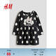 H&M【迪士尼系列】童裝兒童女童裙子春季米妮印花連衣裙1249498 深灰色/米妮老鼠 120 120/60(4-6Y) 120/60 (4-6Y)