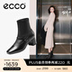 愛(ài)步（ECCO）靴子女 時(shí)尚潮流百搭女靴羊皮輕奢粗跟短靴女 型塑290973 黑色29097351052 36