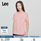 Lee標準版圓領(lǐng)印花小Logo男女同款短袖T恤休閑潮流LUT0053984LE 粉色（尺碼偏大，拍小一碼） L