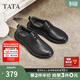 他她（TATA）男鞋舒適休閑皮鞋柔軟輕底羊皮革爸爸鞋2026春新OFZ01AM6 黑色（輕軟系帶） 41