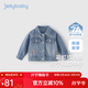 JELLYBABY 女童牛仔衣春春洋氣寶寶外套開(kāi)衫春季兒童上衣春裝新款 牛仔藍 140 CM