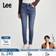 Lee24秋冬新品419緊身高腰窄腳鉚釘深藍色女牛仔褲A06904 深藍色 26