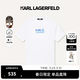 Karl Lagerfeld【100%棉】卡爾拉格斐男裝老佛爺夏季印花T恤男士潮流短袖上衣 白色 M (48)