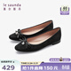 萊爾斯丹[竹韻東方]春季新款新中式提花女鞋通勤平跟淺口單鞋女02001 黑色 BKF 40