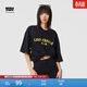 Levi's【特價(jià)來(lái)襲】李維斯情侶同款美式經(jīng)典印花針織休閑短袖T恤 太空黑 S