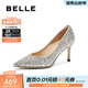百麗（Belle）閃鉆優(yōu)雅單鞋女氣質(zhì)通勤宴會(huì )鞋BDAK3AQ5 淺金色 35 (225mm)