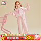 Hello Kitty女童套裝中大童春秋運動(dòng)風(fēng)甜美粉小蝴蝶結小女孩童裝 粉色 150