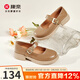 康奈（kangnai）瑪麗珍女鞋春季粗跟單鞋女學(xué)院風(fēng)jk小皮鞋日系18242059 卡其色 38