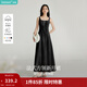 茵曼（INMAN）章若楠同款歐若風(fēng)法式吊帶連衣裙2026夏季新品女裝淡鵝黃色裙子 黑色 S