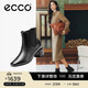 愛(ài)步（ECCO）簡(jiǎn)約氣質(zhì)粗跟短筒英倫風(fēng)切爾西女靴 型塑35方頭290993 黑色38