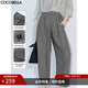 COCOBELLA格雷系提花人字紋奶奶褲手工立體雙褶休閑褲PA7037 黑白 L