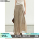 COCOBELLA新國風(fēng)古法染色半身裙女時(shí)尚不規則綁帶裹身長(cháng)裙HS3031 奶茶 L