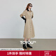 初語(yǔ)巴恩風(fēng)襯衫裙連衣裙女2025秋季新款收腰長(cháng)袖拼接翻領(lǐng)風(fēng)衣裙 淺卡其 XL