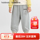 巴拉巴拉balaOne寶寶長(cháng)褲寬松針織褲男童秋新款褲子卡通印花 淺花灰00205 110