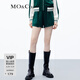 MO&Co.短褲春含桑蠶絲老花肌理復古運動(dòng)松緊高腰寬松休閑褲摩安珂 墨綠色 M 165