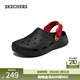 斯凱奇（Skechers）洞洞鞋男踩屎感透氣舒適休閑外穿沙灘鞋243311 黑色/紅色/BKRD 41