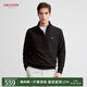 HECHTER【華夫格】赫仕特男士立領(lǐng)衛衣半拉鏈上衣春秋短款男裝 黑色【熱賣(mài)色】 XL