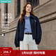 茵曼（INMAN）2026春季女裝新款復古休閑翻領(lǐng)拉鏈夾克外套百搭寬松短款上衣  深藍色 M