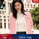 Tommy Hilfiger春夏女裝純棉優(yōu)雅休閑通勤條紋鑲邊圓領(lǐng)修身內搭針織衫背心 【條紋圓領(lǐng)開(kāi)衫】紅白條紋04Z S （推薦：100-110斤）