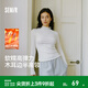 森馬（Semir）長(cháng)袖T恤女半高領(lǐng)緊身純色冬季2025新款發(fā)熱抓絨木耳邊打底衫 奶白10501 M