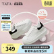 他她（TATA）奶油泡泡厚底小白鞋透氣休閑增高通勤板鞋 白/黑 37