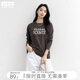 對白（DUIBAI）基礎百搭字母印花圓領(lǐng)T恤女2026年春新款內搭寬松休閑長(cháng)袖上衣 醬灰色 M