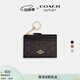 蔻馳（COACH）奧萊女士經(jīng)典標志老花簡(jiǎn)約型迷你證件包卡包 IM/胡桃木色/黑色