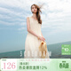 三彩2025夏季新款無(wú)袖連衣裙盤(pán)帶繡花雪紡A字裙背心長(cháng)裙M 米白色 S 155/80A
