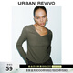 UR秋季新款女裝簡(jiǎn)約日常運動(dòng)連帽紐扣修身T恤UYY450264+ 灰綠 M