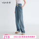 飛鳥(niǎo)和新酒系帶薄款牛仔褲女2026夏季新款寬松顯瘦休閑褲女褲 其它靛藍HRH07  M