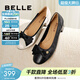 百麗（Belle）時(shí)尚百搭高跟單鞋女商場(chǎng)柔軟舒適羊皮淺口單鞋媽媽鞋B5T1DCQ4預售 黑色 36 (230mm)