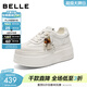 百麗（Belle）時(shí)尚串珠掛飾小白鞋女厚底增高百搭休閑板鞋B2905CM5預售 米白色 37 (235mm)