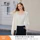 香影白色薄款連帽針織開(kāi)衫女2026夏季新款抽繩收腰長(cháng)袖外搭短外套 白色 L 165/88A/110-125斤