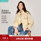 茵曼（INMAN）燈芯絨刺繡拉鏈夾克外套2026春季女裝新款休閑百搭寬松上衣 淺黃色 S
