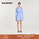 SANDRO春夏女裝法式氣質(zhì)時(shí)尚假兩件藍白條紋襯衫收腰短款連衣裙 D251/藍色 S
