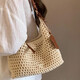 梵昇昱大容量編織包包女包2026新款夏時(shí)尚棉線(xiàn)斜挎托特包海邊度假沙灘包 拉鏈款編織包【米白色帶掛件】