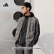 adidas經(jīng)典休閑三條紋長(cháng)袖套裝男女秋季阿迪達斯官方輕運動(dòng) 深灰（推薦選大一碼）   XL
