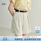 范思藍恩22FS2162通勤簡(jiǎn)約百搭寬松西裝褲夏季白色休閑高腰短褲女 米白色 L