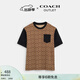蔻馳（COACH）奧萊男士經(jīng)典標志老花春夏款短袖T恤圓領(lǐng)純棉舒適 卡其色 經(jīng)典標志 M