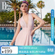 范德安（BALNEAIRE）溫泉系列連體泳衣女三角裙式透氣涼爽珍珠粉時(shí)尚海邊 61613 面紗粉 XL